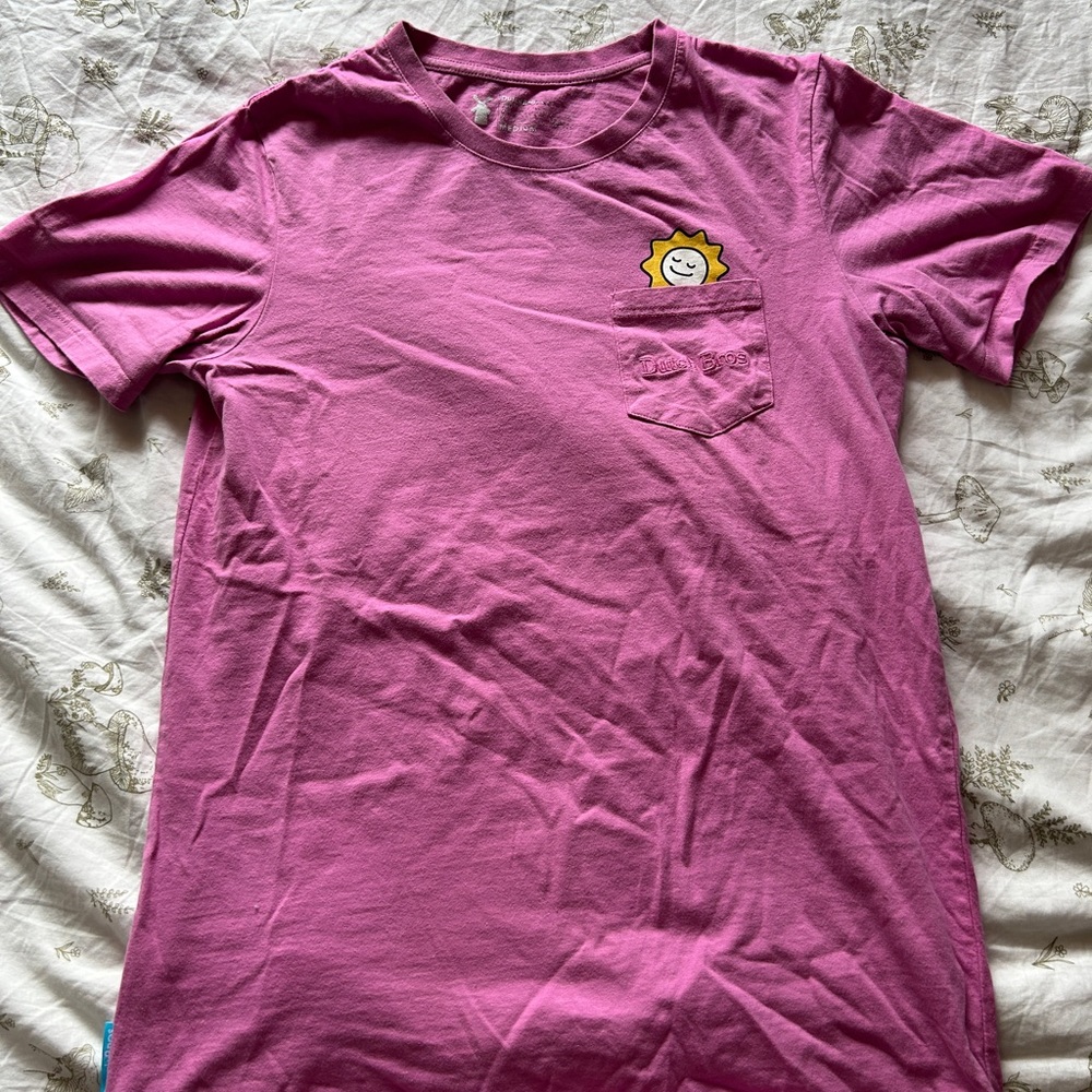 pink dutch bros flower pocket tee